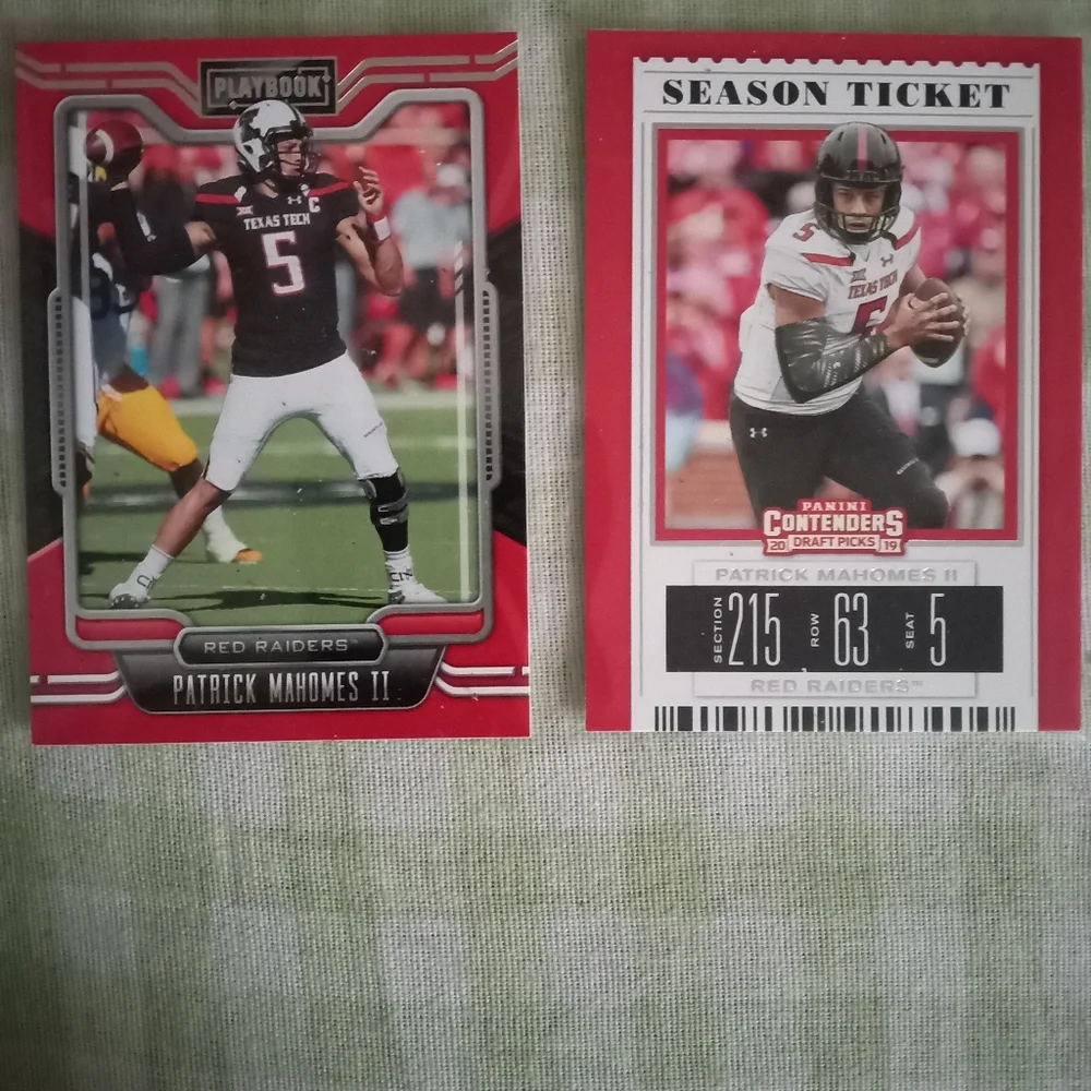 Patrick Mahomes college throwback cards x2
